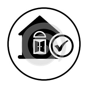 Home security black icon / house protection