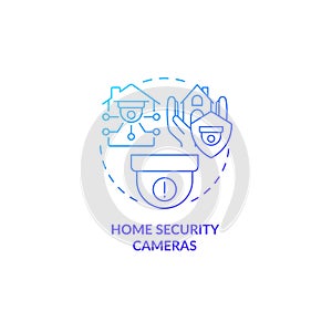 Home security cameras blue gradient concept icon
