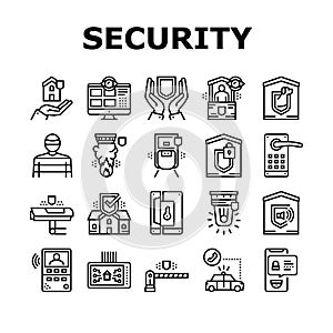 Home Security Device Collection Icons Set Vector