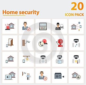 Home Security icon set. Collection of simple elements such as the alarm system, call verification, control panel