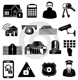 Home security icons set