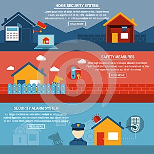 Home security interactive flat banners set photo