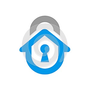 Home security logo design template. house padlock logo vector