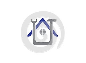 Home service hammer tool, house maintenance for logo design illustration