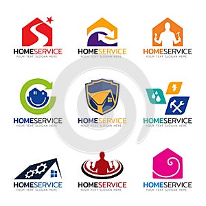 Home service and repairs logo vector set design photo