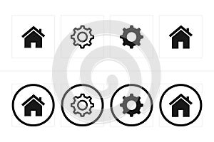 Home and setting icon set. Web icons symbol vector