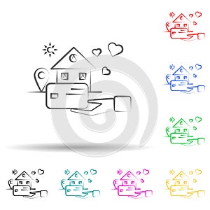 Home, shopping multi color set icon. Simple thin line, outline vector of shopping icons for ui and ux, website or mobile