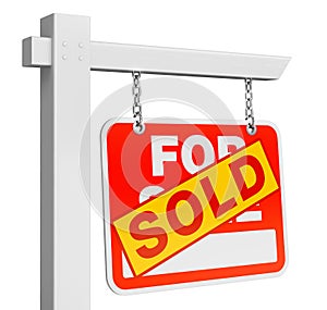 Home sold for sale real estate sign isolated on white