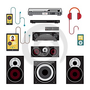 Home sound system. Home stereo flat vector illustration