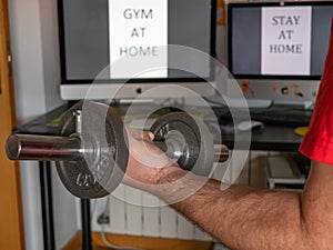 Home sport during alertness with signs in the background