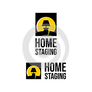 Home staging logo cabinet lamp light. property care vector template