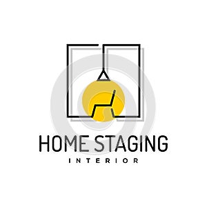 Home staging logo design line art photo