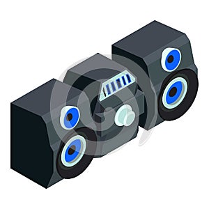 Home stereo system icon, isometric style