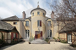 Home with stone turret