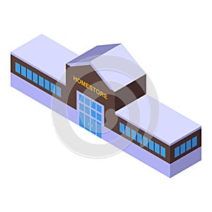 Home store city building icon isometric vector. Furniture big sale