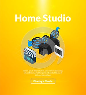 Home studio poster of isometric color design