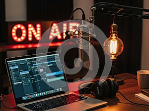 Home studio setup for podcasting