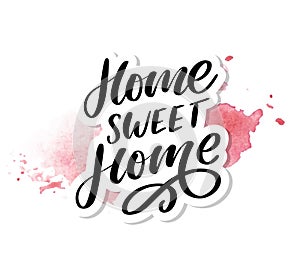 `home sweet home` hand lettering, quarantine pandemic letter text words calligraphy vector illustration slogan