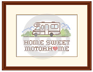 Home Sweet Motorhome, Cross Stitch Embroidery, Class C Model