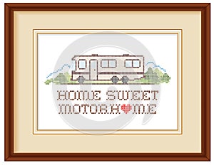 Home Sweet Motorhome, Cross Stitch Embroidery, Class C Model