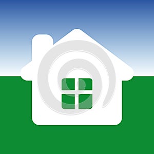 home symbol on green and on blue photo