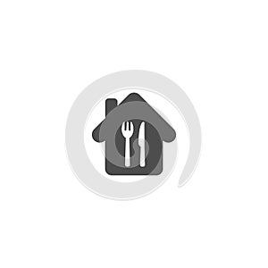 Home symbol with knife and fork simple vector icon. Home food sign.