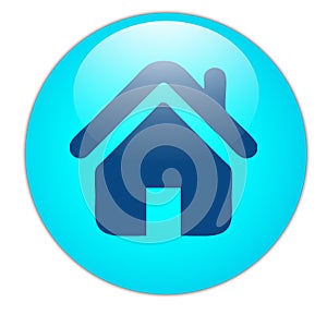 Home symbol on skyblue glassy crystal button photo