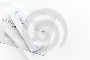 Home testing kit for coronavirus on a white background