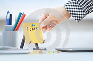 Home text on adhesive note