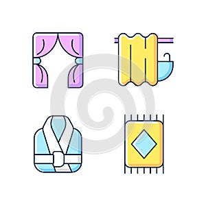 Home textile items RGB color icons set
