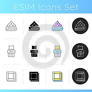 Home textile products icons set