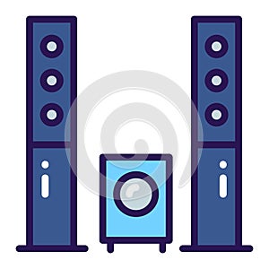 Home theater color line icon. Stereo speakers system. Household equipment. Sign for web page, mobile app, banner