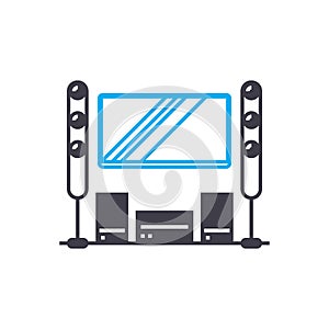 Home theater linear icon concept. Home theater line vector sign, symbol, illustration.