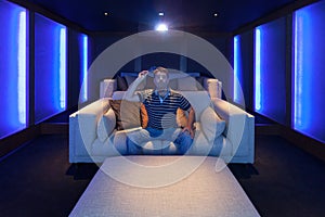 Home theater, a man inside