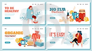 Home treatment for flu or cold virus - banner set for medical website