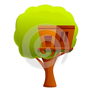 Home tree house icon, cartoon style