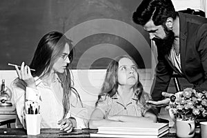 Home tutoring concept. Tutors and afterschool programs. Individual approach. Tutor for excellence. Extra classes. Gifted photo