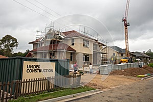 Home under construction on a building site