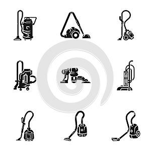 Home vacuum cleaner icon set, simple style