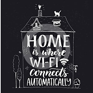 Home is where wifi connects automatically. Fun phrase about internet.