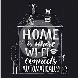 Home is where wifi connects automatically. Fun phrase about internet. photo