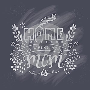 Home is where your mom is. Mother Day lettering decoration.