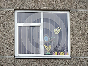 Home window with Easter paper cuttings, Lithuania