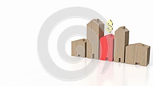 The home wood and dollar symbol for property Business concept 3d rendering