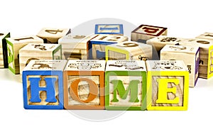 Home word on wooden block letters