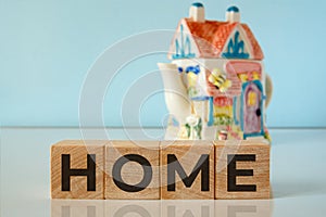 Home - word on wooden cubes