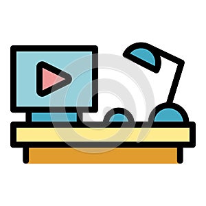 Home work studio icon vector flat