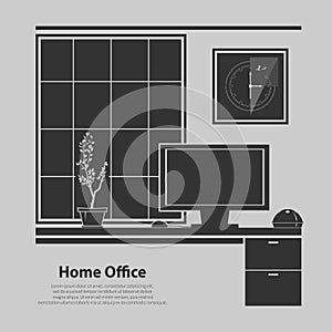 Home workplace vector icon