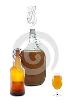 Homebrew beer making kit with carboy and fermentor