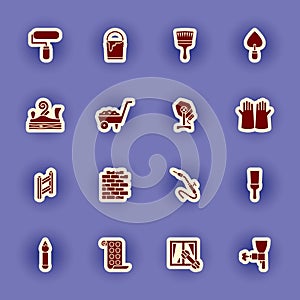 Homebuilding and construction icons set